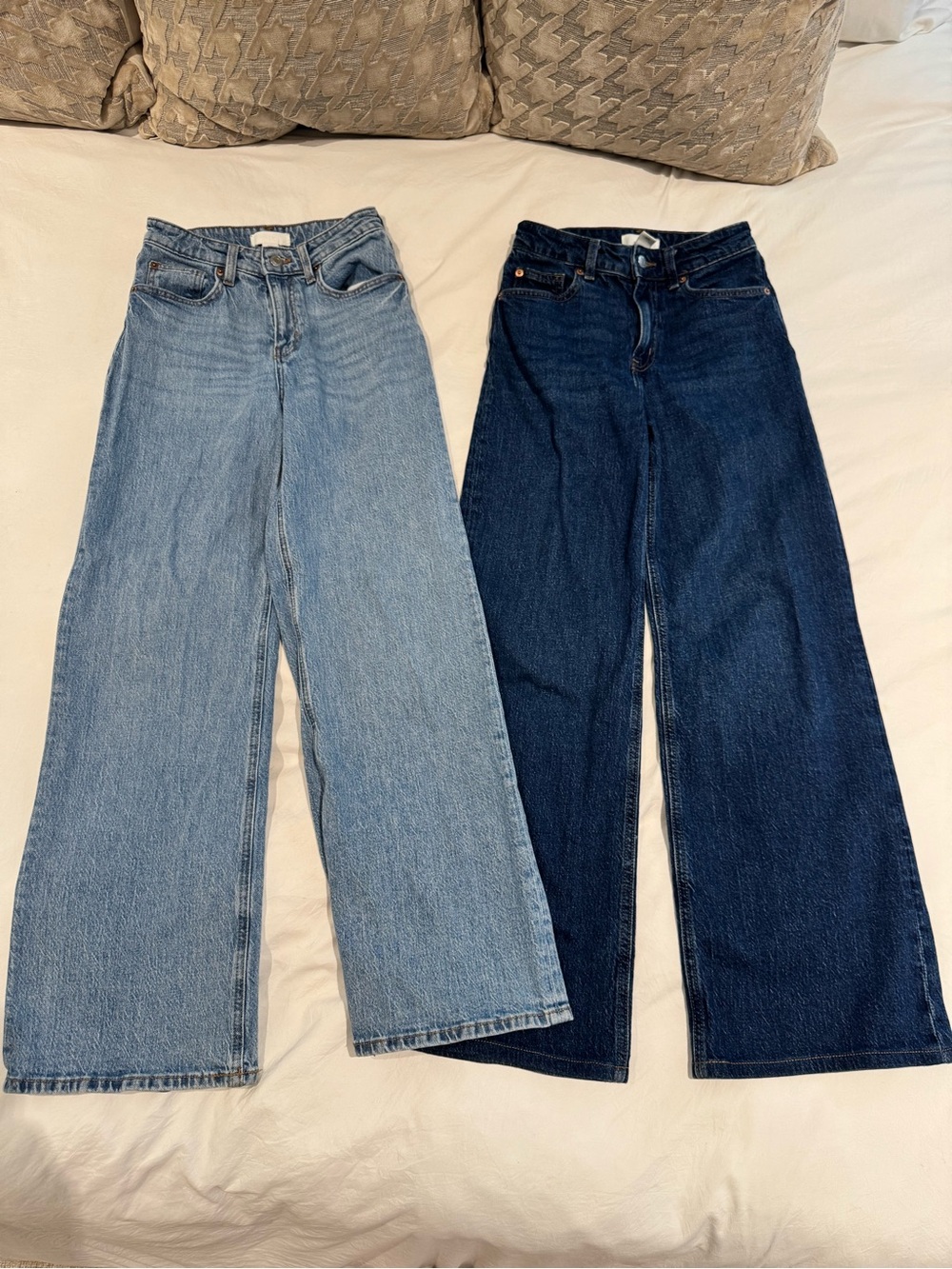 Wide Leg Women’s Jeans - Light Blue & Dark Blue Bundle